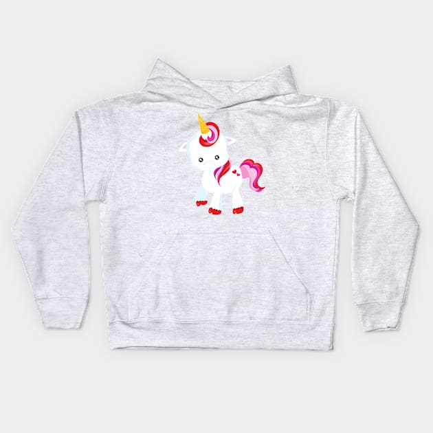 Cute Unicorn, Little Unicorn, Magical Unicorn Kids Hoodie by Jelena Dunčević